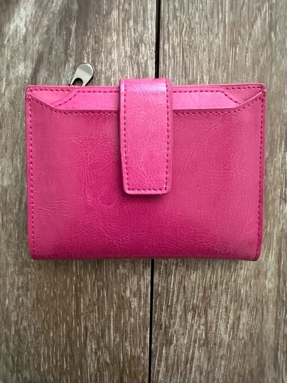 Hot Pink Small Genuine Leather Small Wallet, RFID, 15 card slots, coin pocket